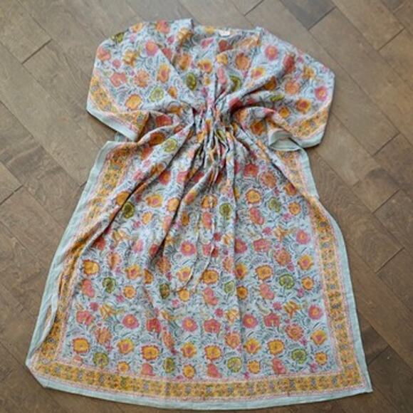 Hand Block Print Made in India One Size Kaftan - Picture 2 of 8